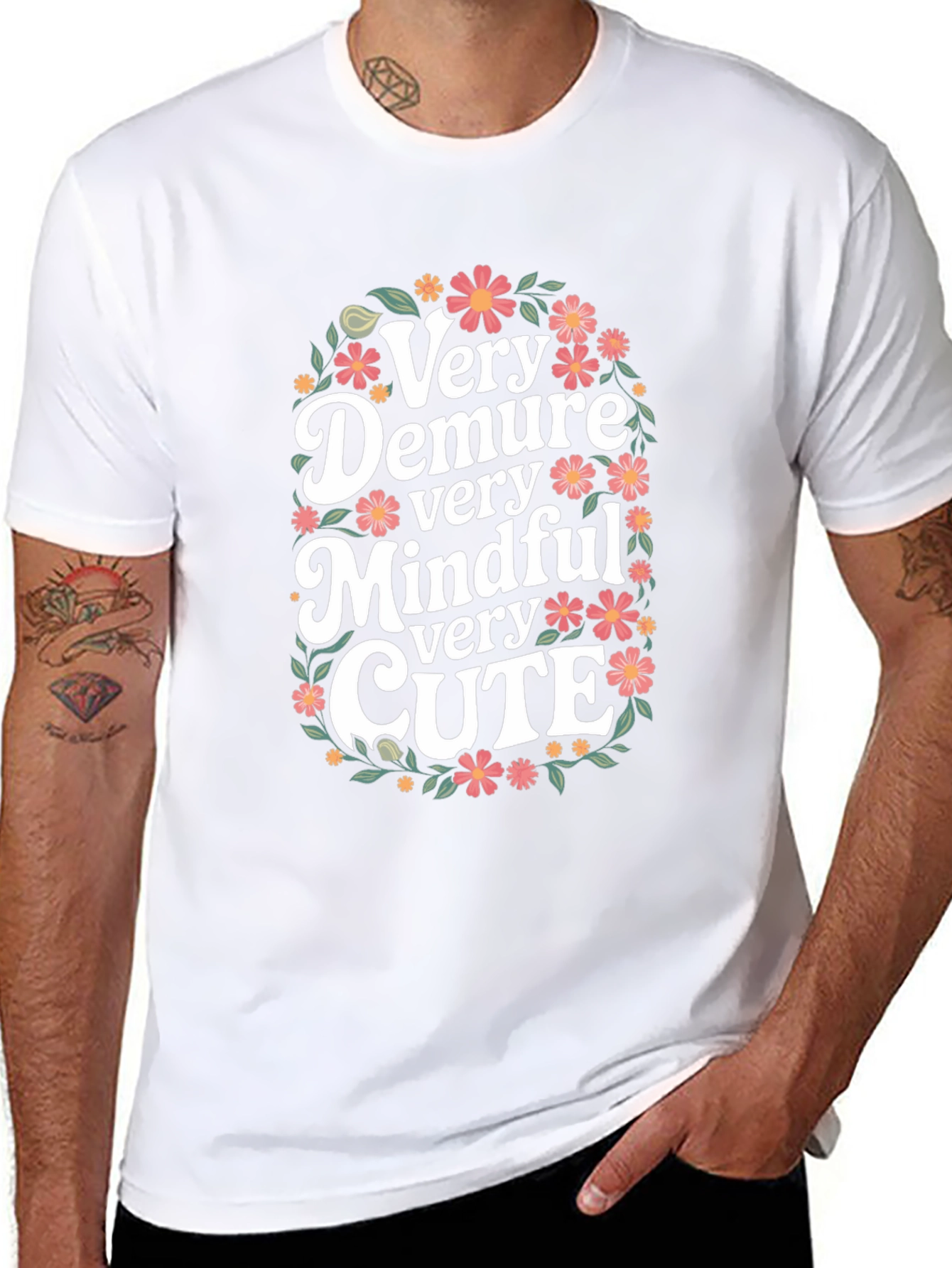 Very Demure Mindful Cute Floral T-Shirt