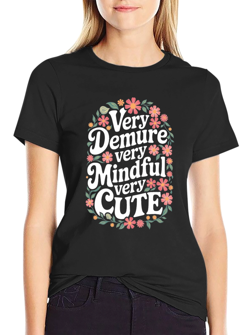 Very Demure Mindful Cute Floral T-Shirt