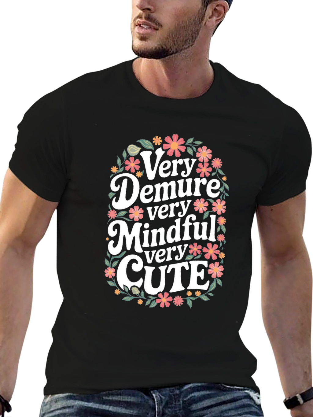 Very Demure Mindful Cute Floral T-Shirt