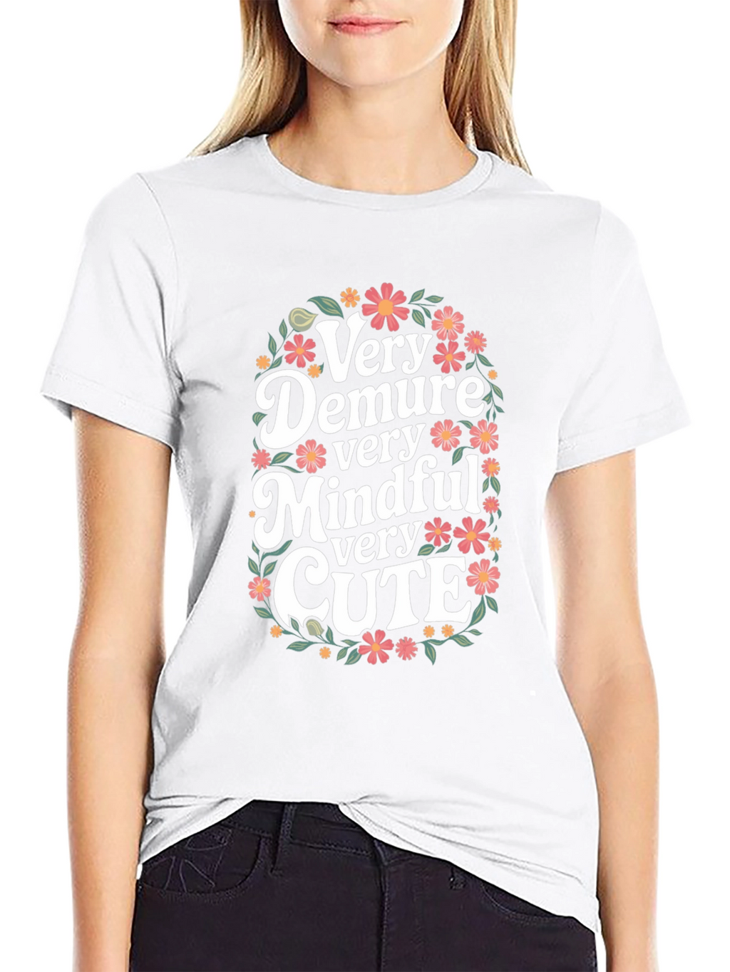 Very Demure Mindful Cute Floral T-Shirt