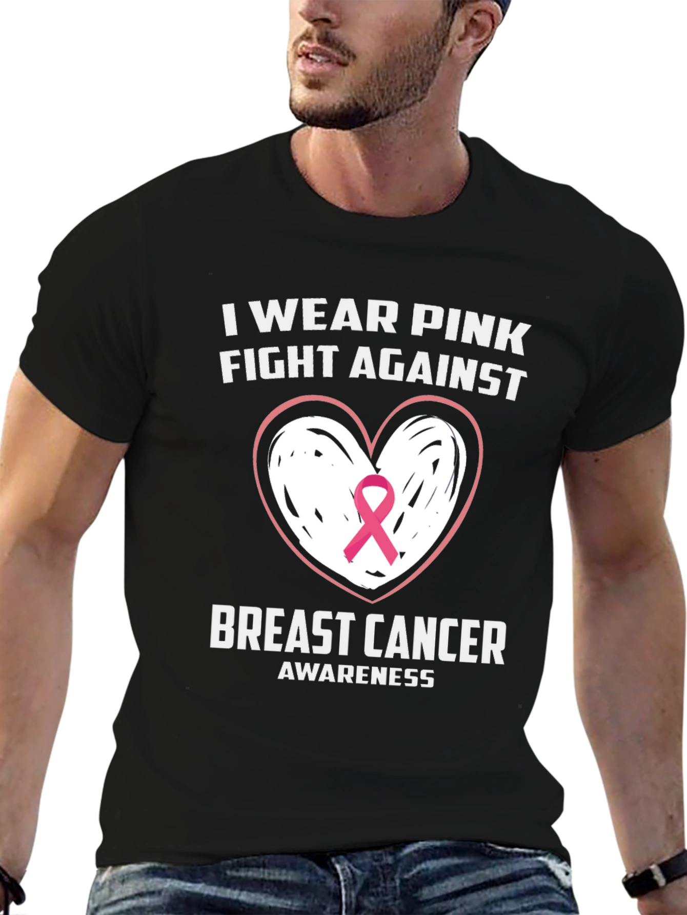Pink Ribbon Breast Cancer Awareness Graphic Tee