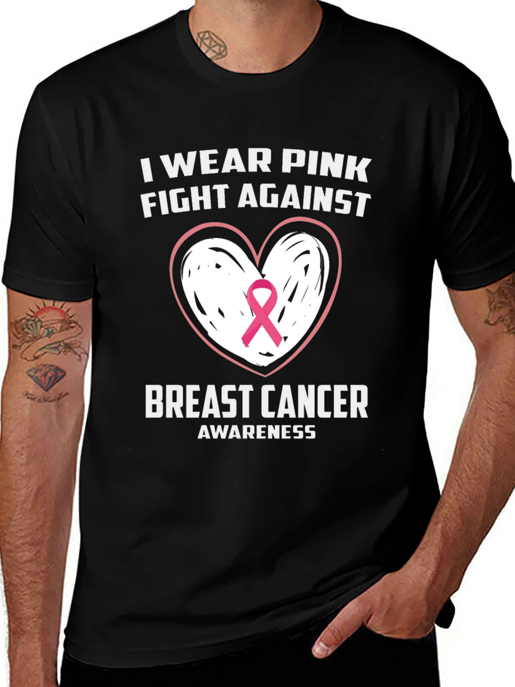 Pink Ribbon Breast Cancer Awareness Graphic Tee