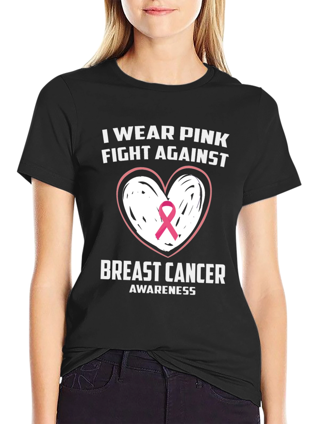 Pink Ribbon Breast Cancer Awareness Graphic Tee