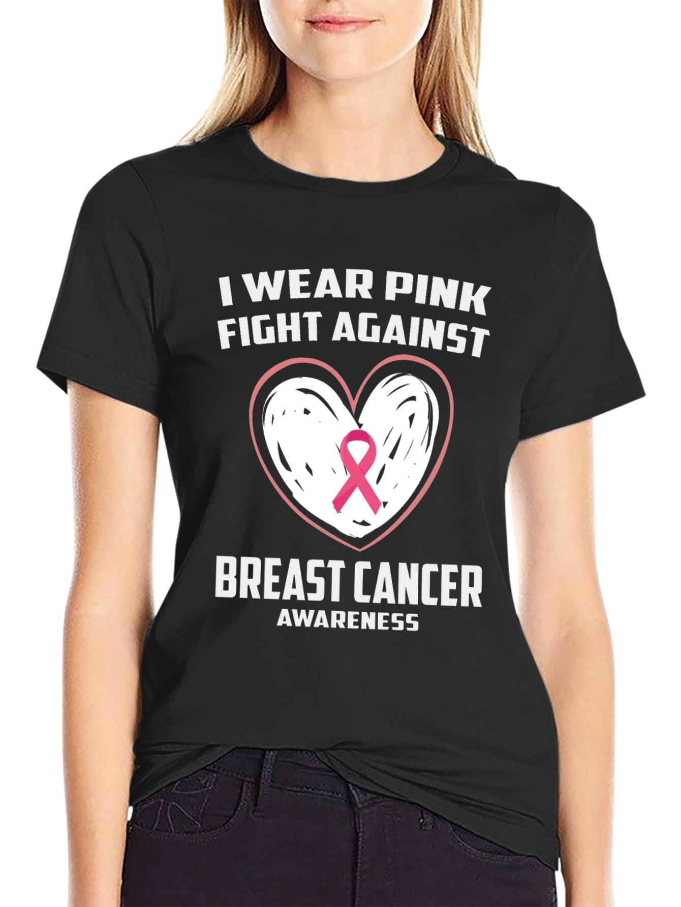 Pink Ribbon Breast Cancer Awareness Graphic Tee