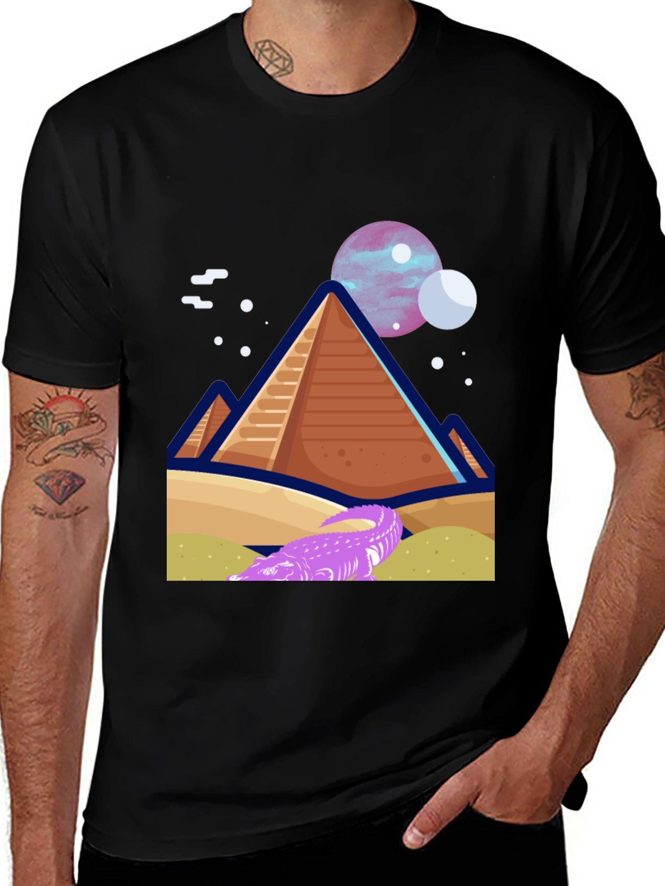 Pyramid Planet Graphic Tee - Black Cotton