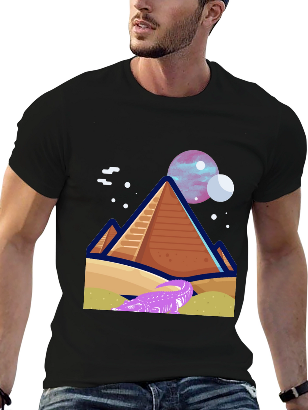 Pyramid Planet Graphic Tee - Black Cotton
