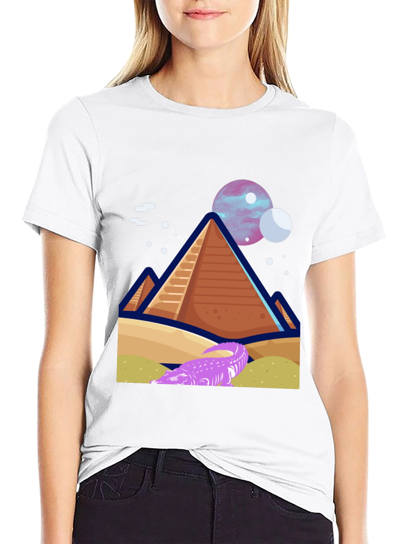 Pyramid Planet Graphic Tee - Black Cotton