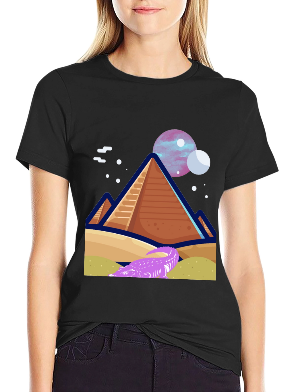 Pyramid Planet Graphic Tee - Black Cotton