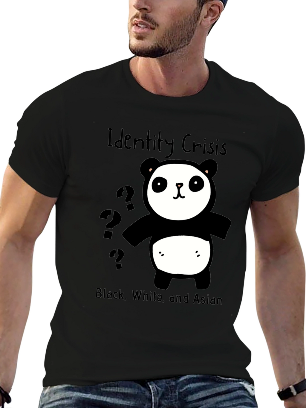Identity Crisis Panda T-Shirt - Black White & Asian