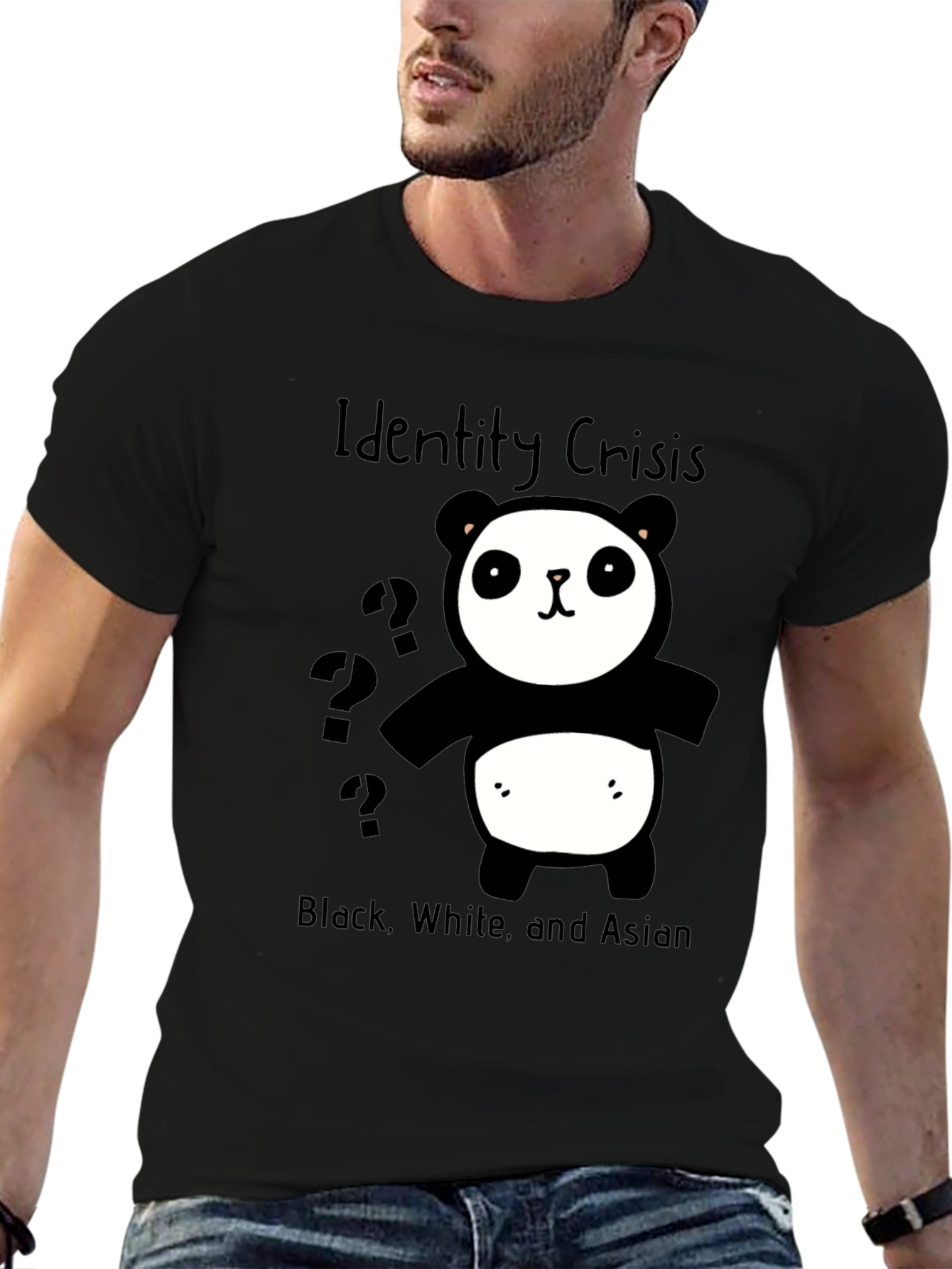 Identity Crisis Panda T-Shirt - Black White & Asian