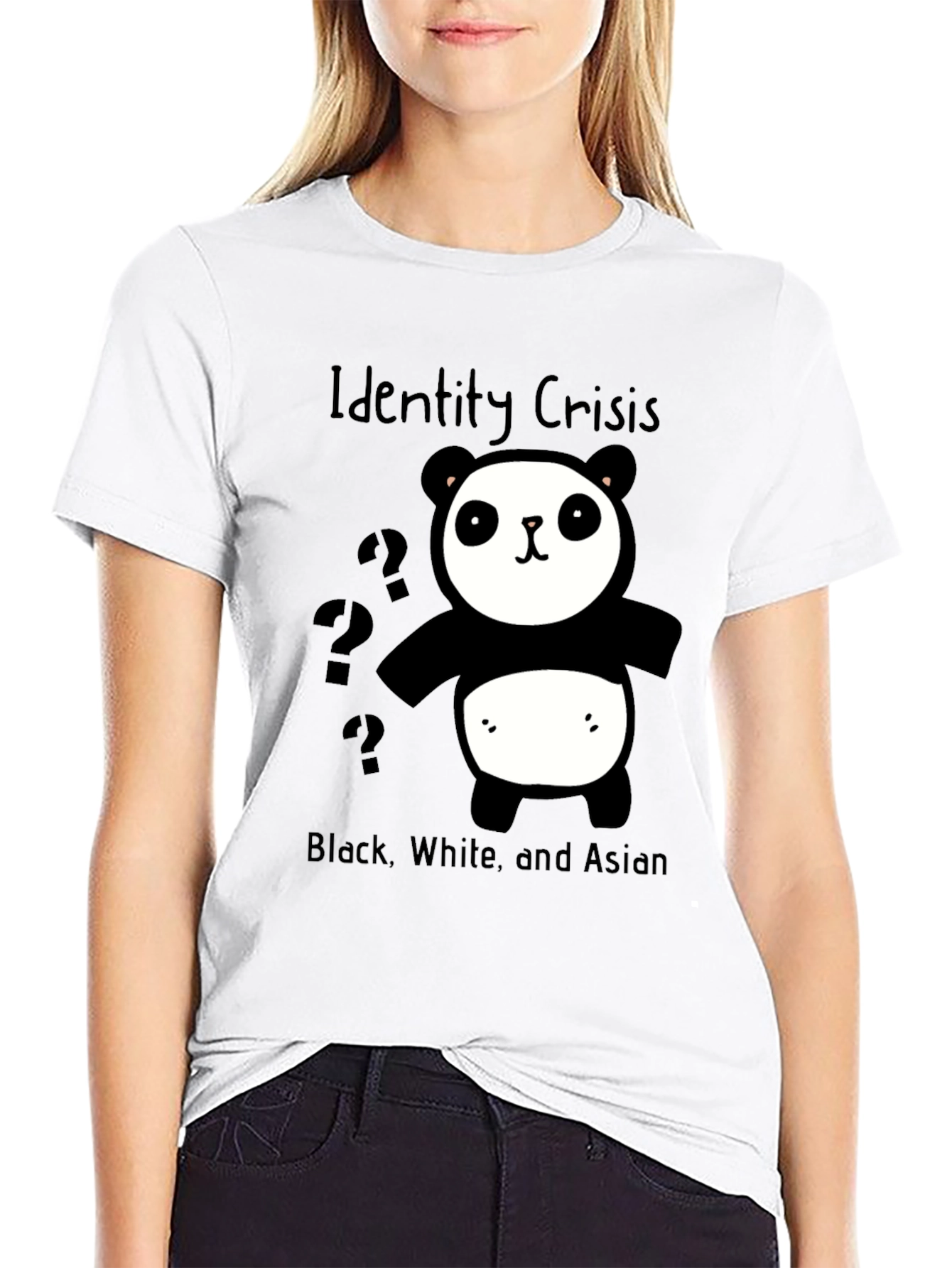 Identity Crisis Panda T-Shirt - Black White & Asian