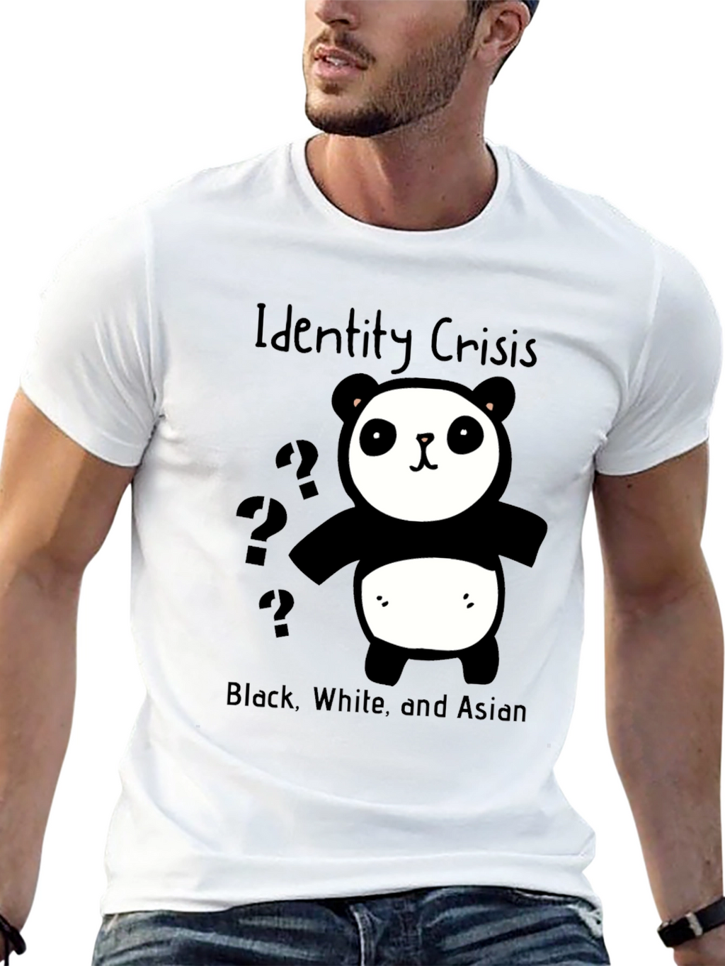Identity Crisis Panda T-Shirt - Black White & Asian