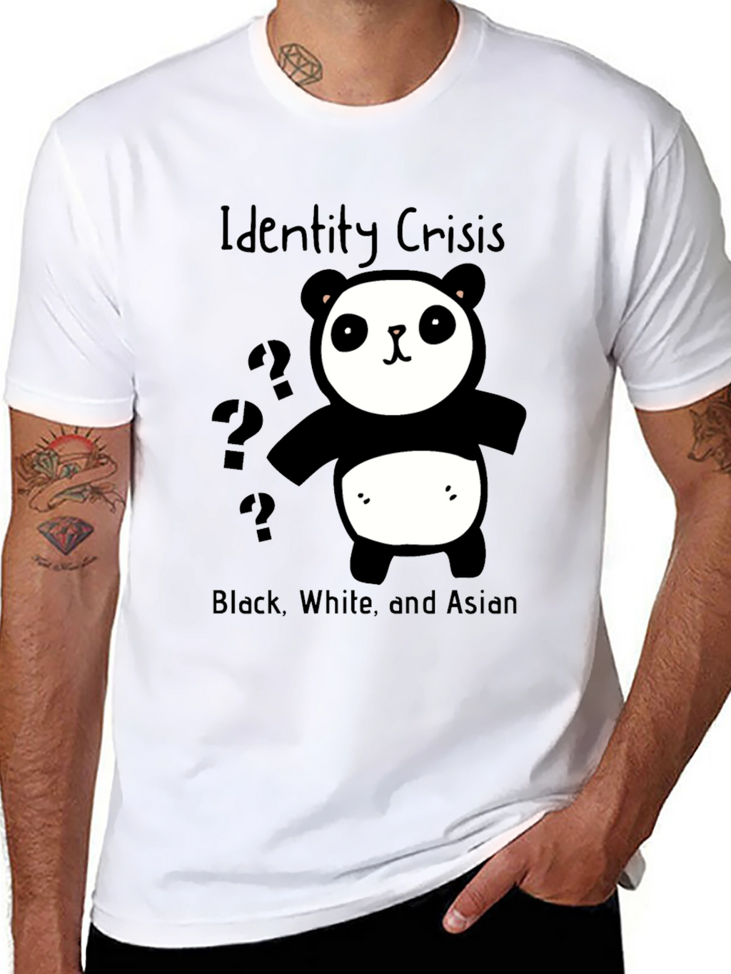 Identity Crisis Panda T-Shirt - Black White & Asian