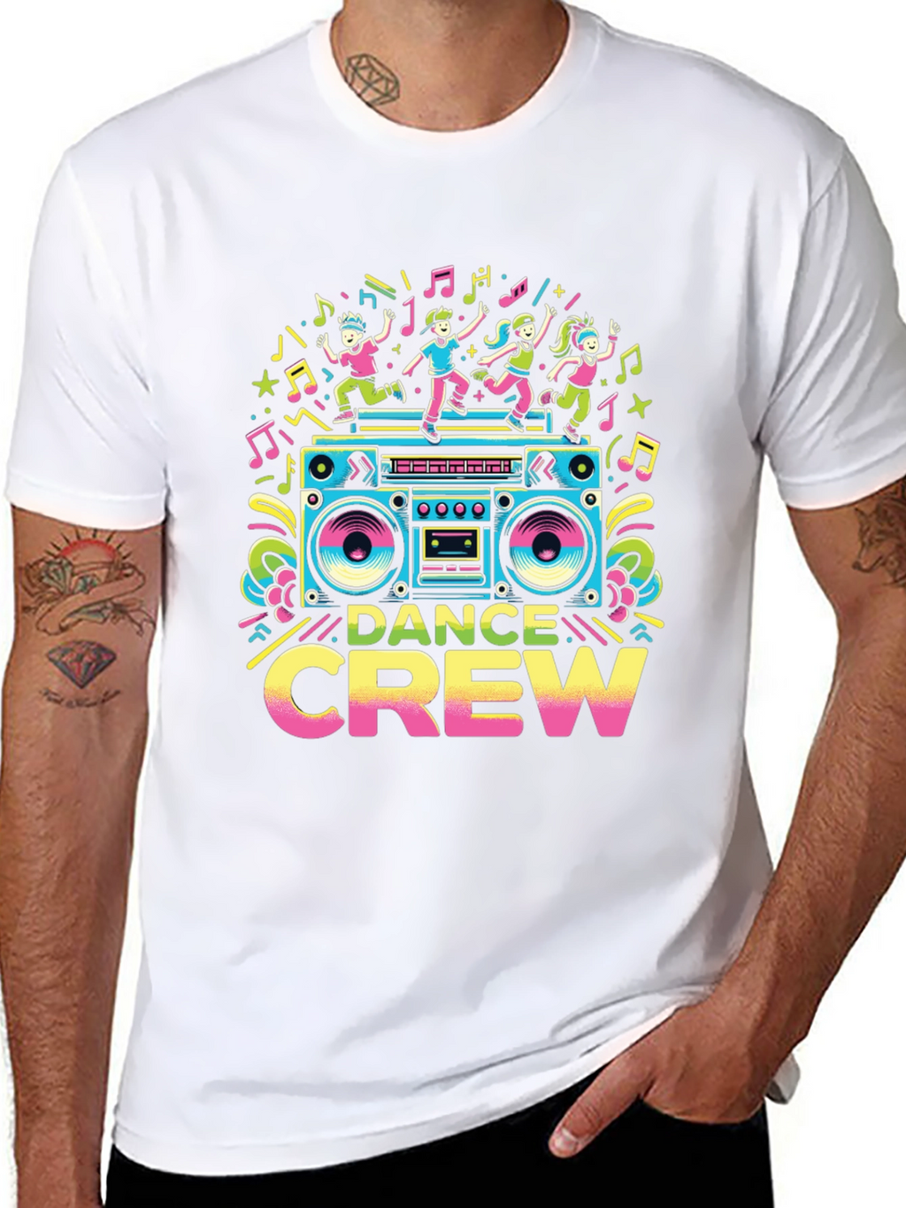 Dance Crew Graphic Tee - Retro Boombox Design