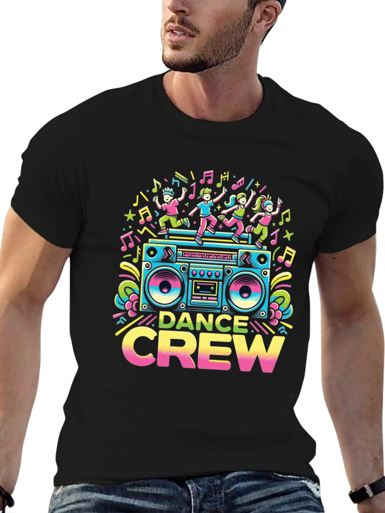 Dance Crew Graphic Tee - Retro Boombox Design
