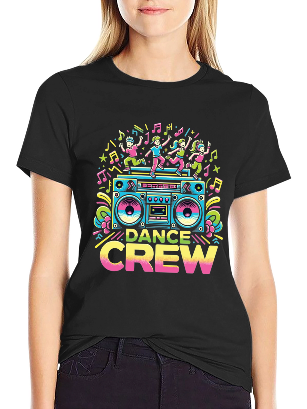 Dance Crew Graphic Tee - Retro Boombox Design