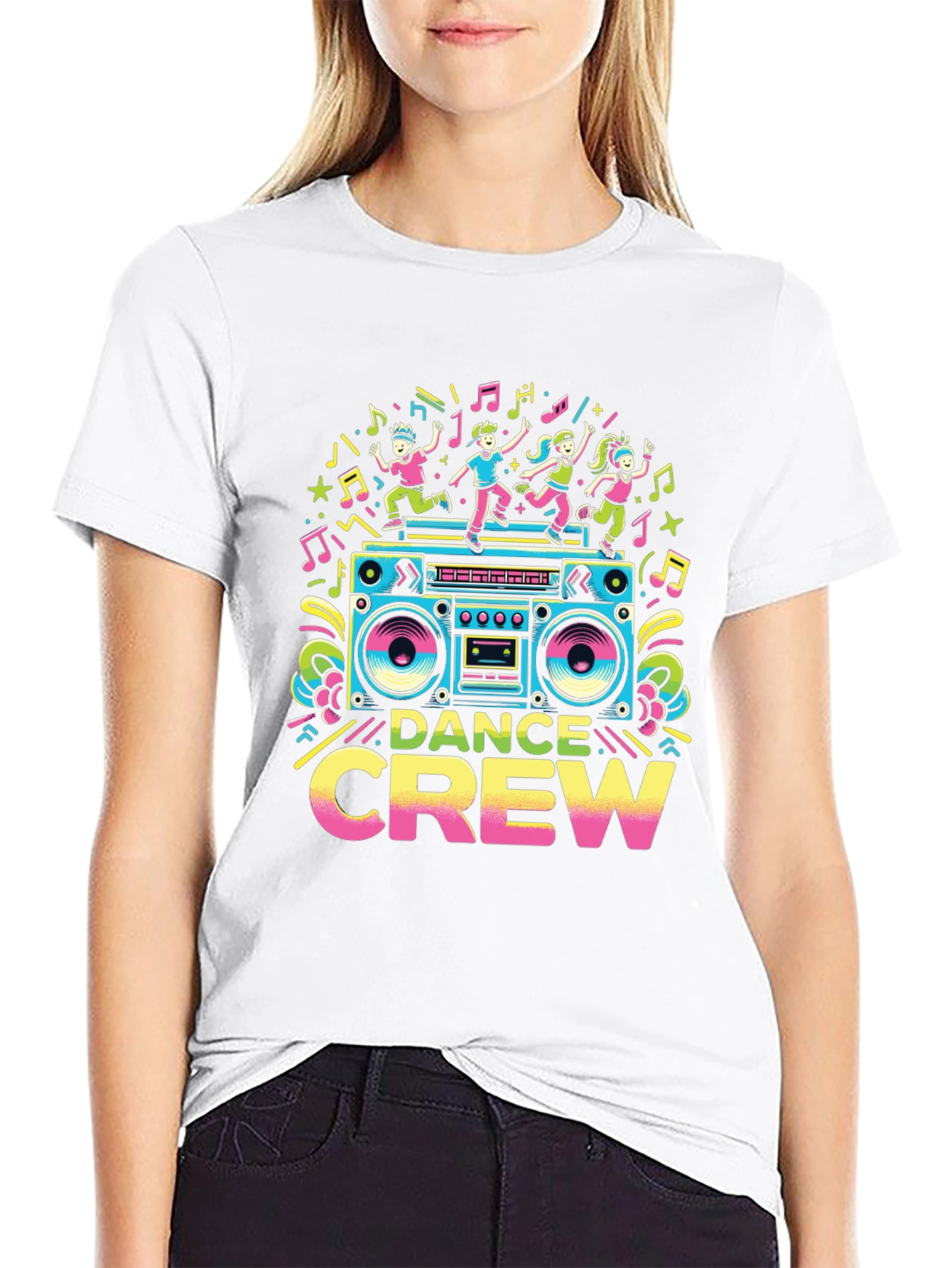 Dance Crew Graphic Tee - Retro Boombox Design