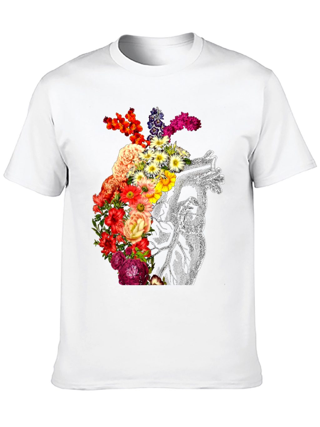 Floral Heart Graphic Black T-Shirt