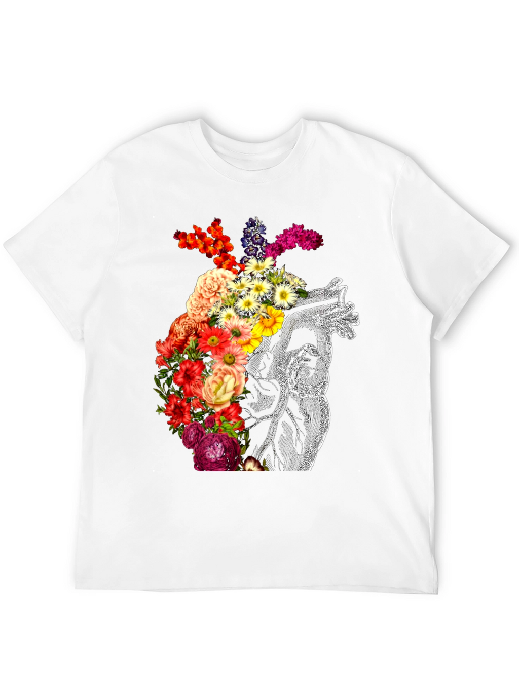 Floral Heart Graphic Black T-Shirt