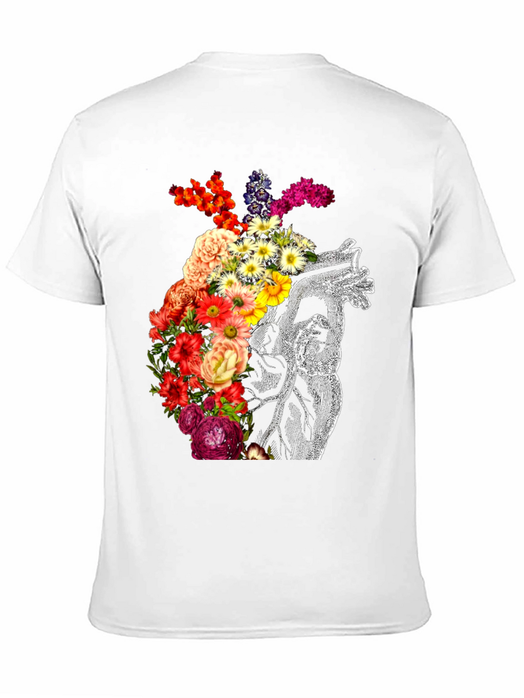 Floral Heart Graphic Black T-Shirt