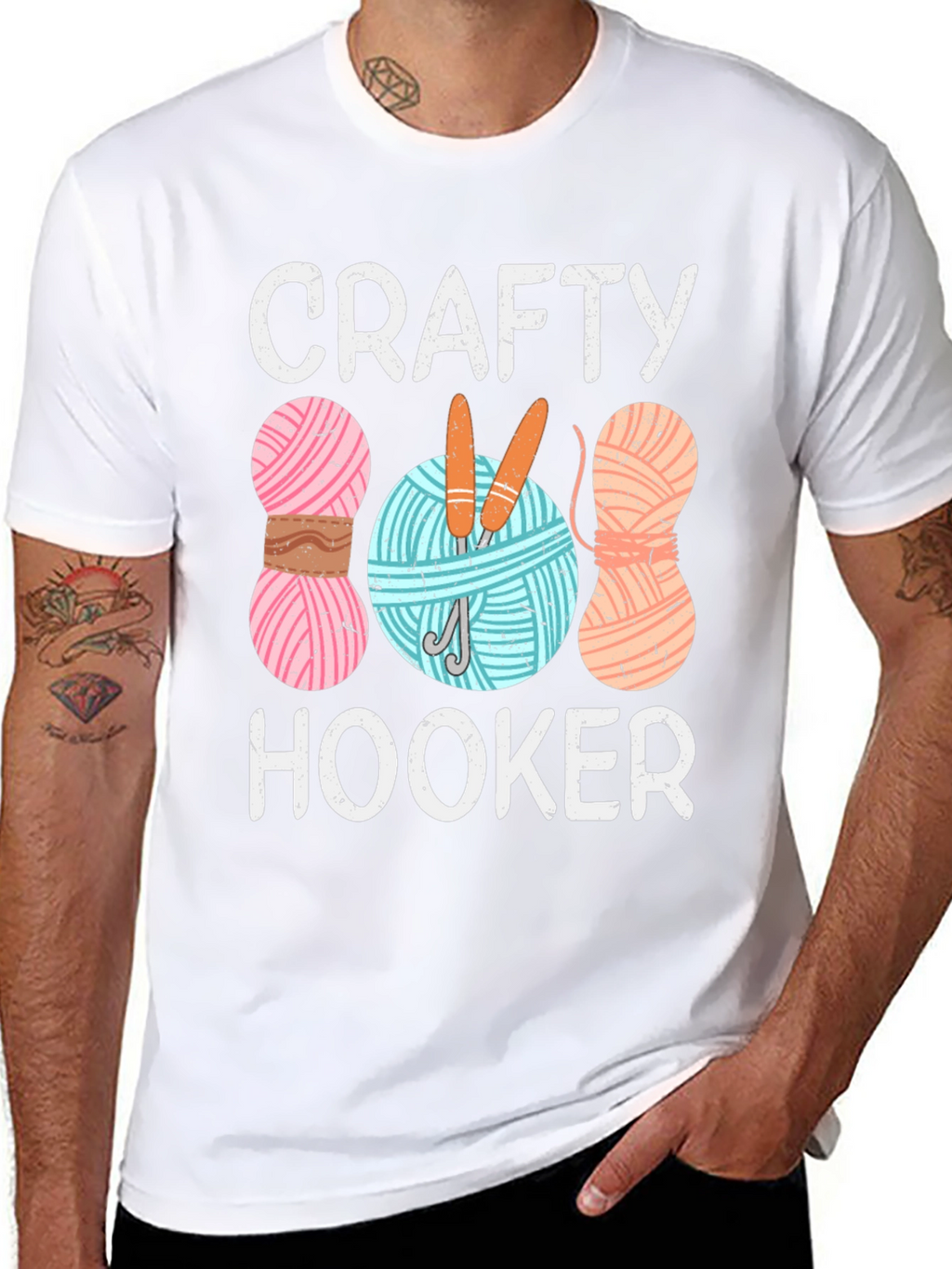 Crafty Hooker T-Shirt - Knitting & Crochet Humor