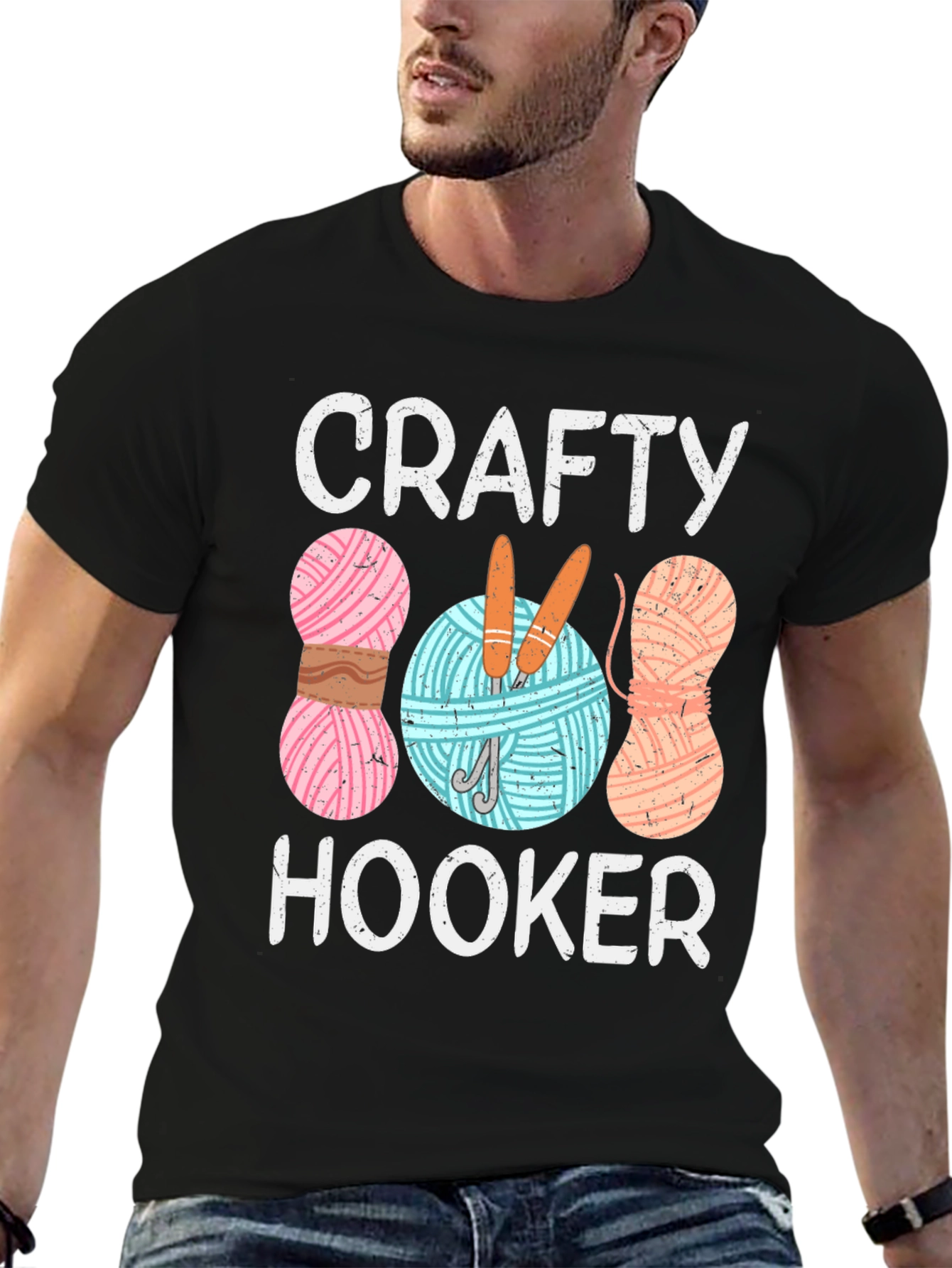 Crafty Hooker T-Shirt - Knitting & Crochet Humor