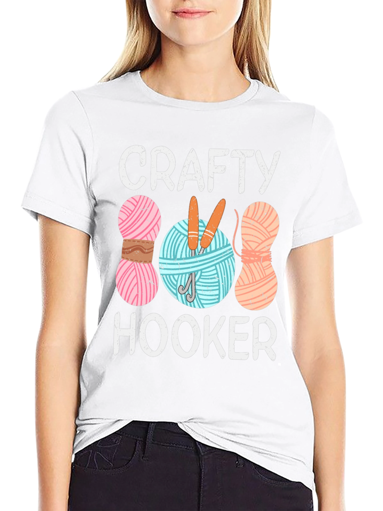 Crafty Hooker T-Shirt - Knitting & Crochet Humor