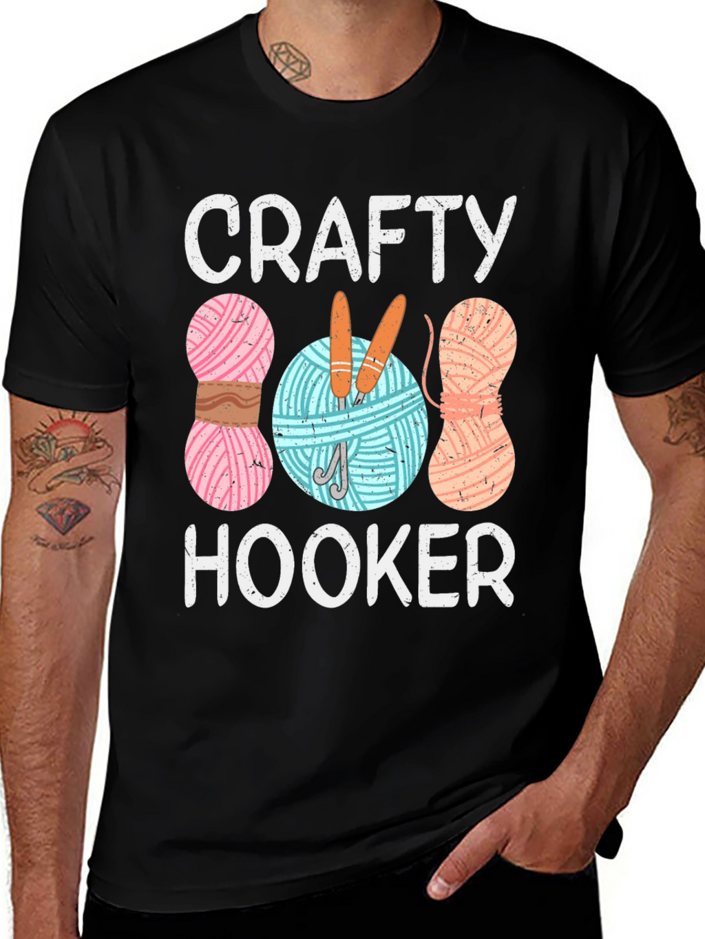 Crafty Hooker T-Shirt - Knitting & Crochet Humor