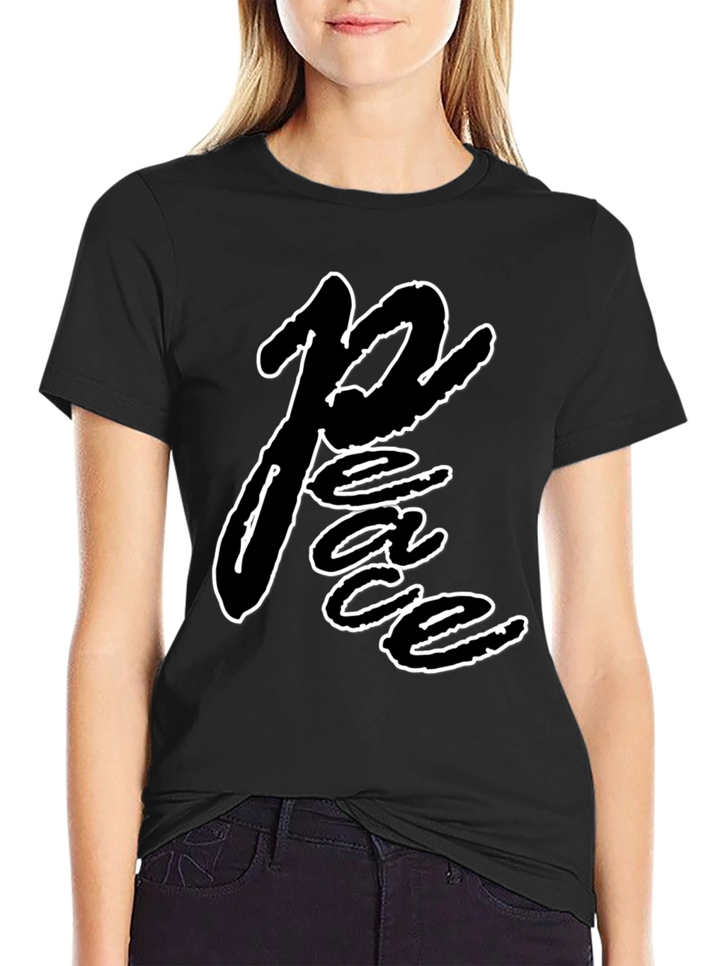 Peace Graphic Black T-Shirt - Casual Wear