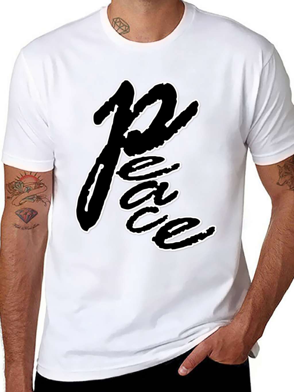 Peace Graphic Black T-Shirt - Casual Wear
