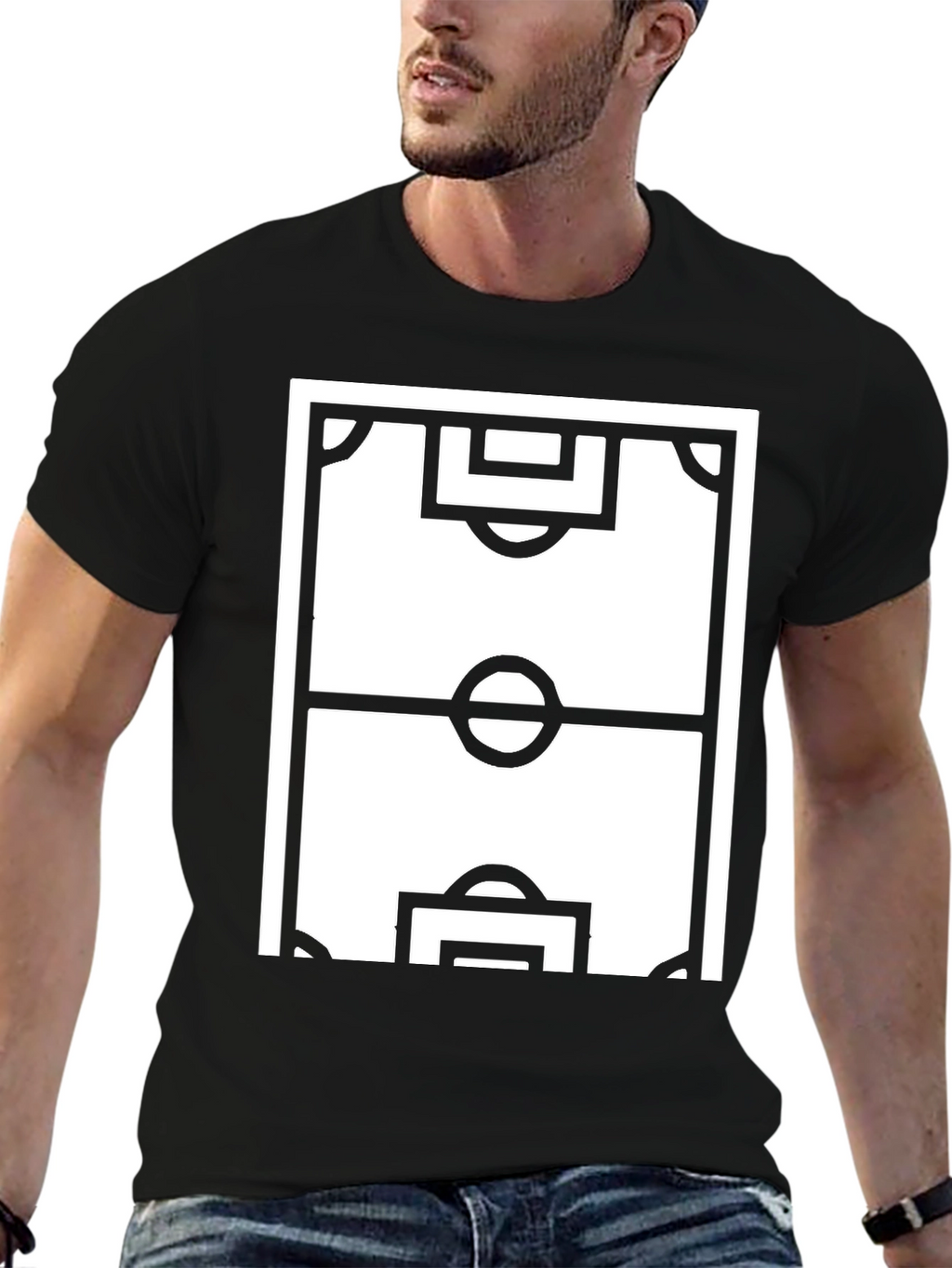 Soccer Field Graphic Tee - Sporty Black T-Shirt