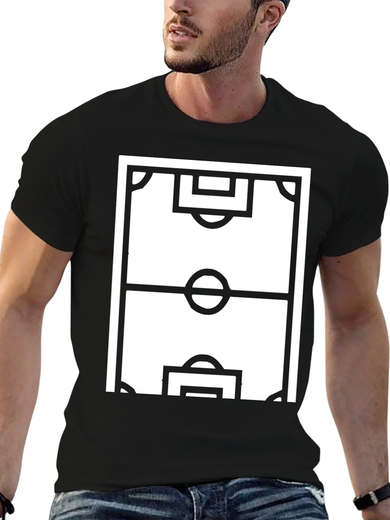 Soccer Field Graphic Tee - Sporty Black T-Shirt