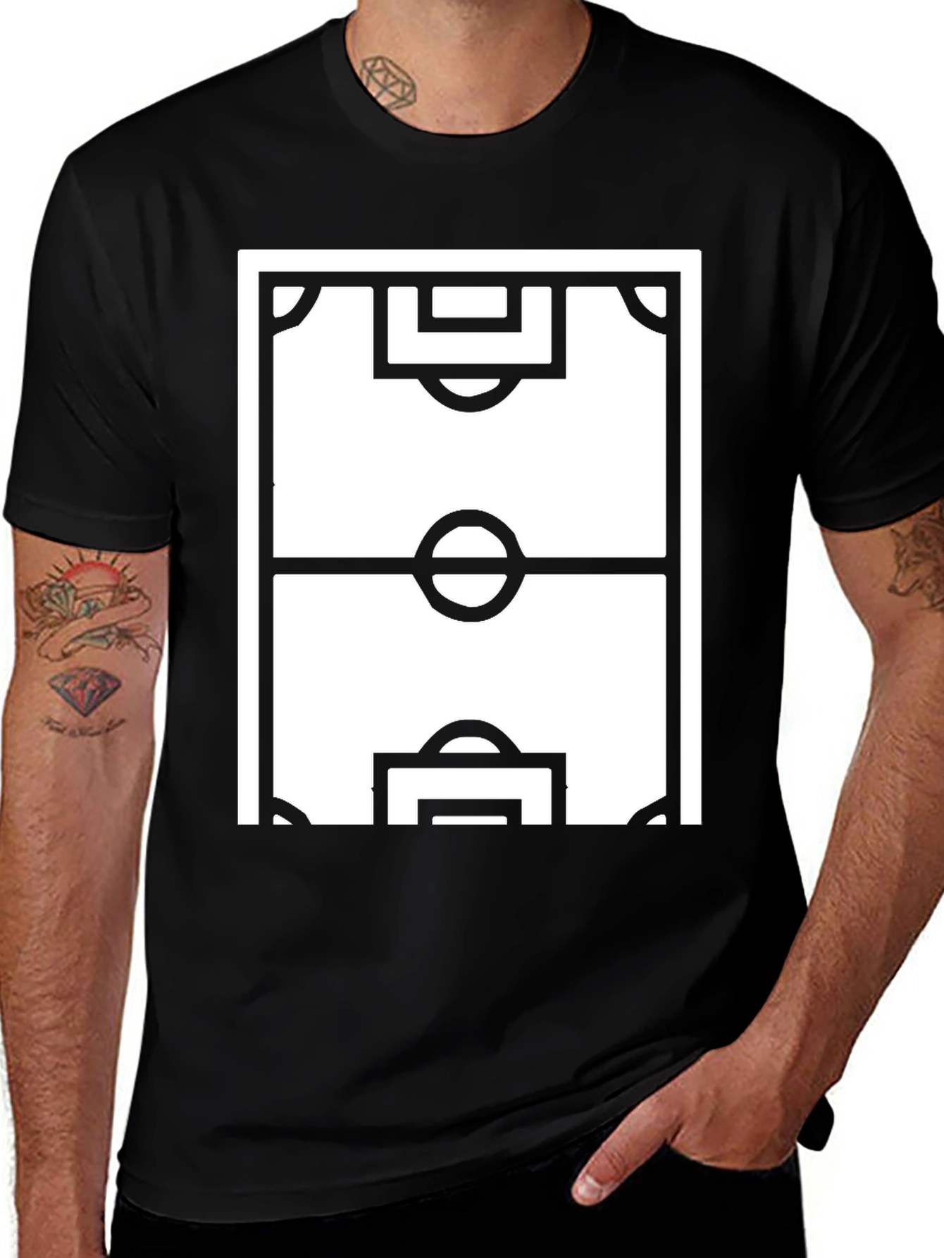 Soccer Field Graphic Tee - Sporty Black T-Shirt