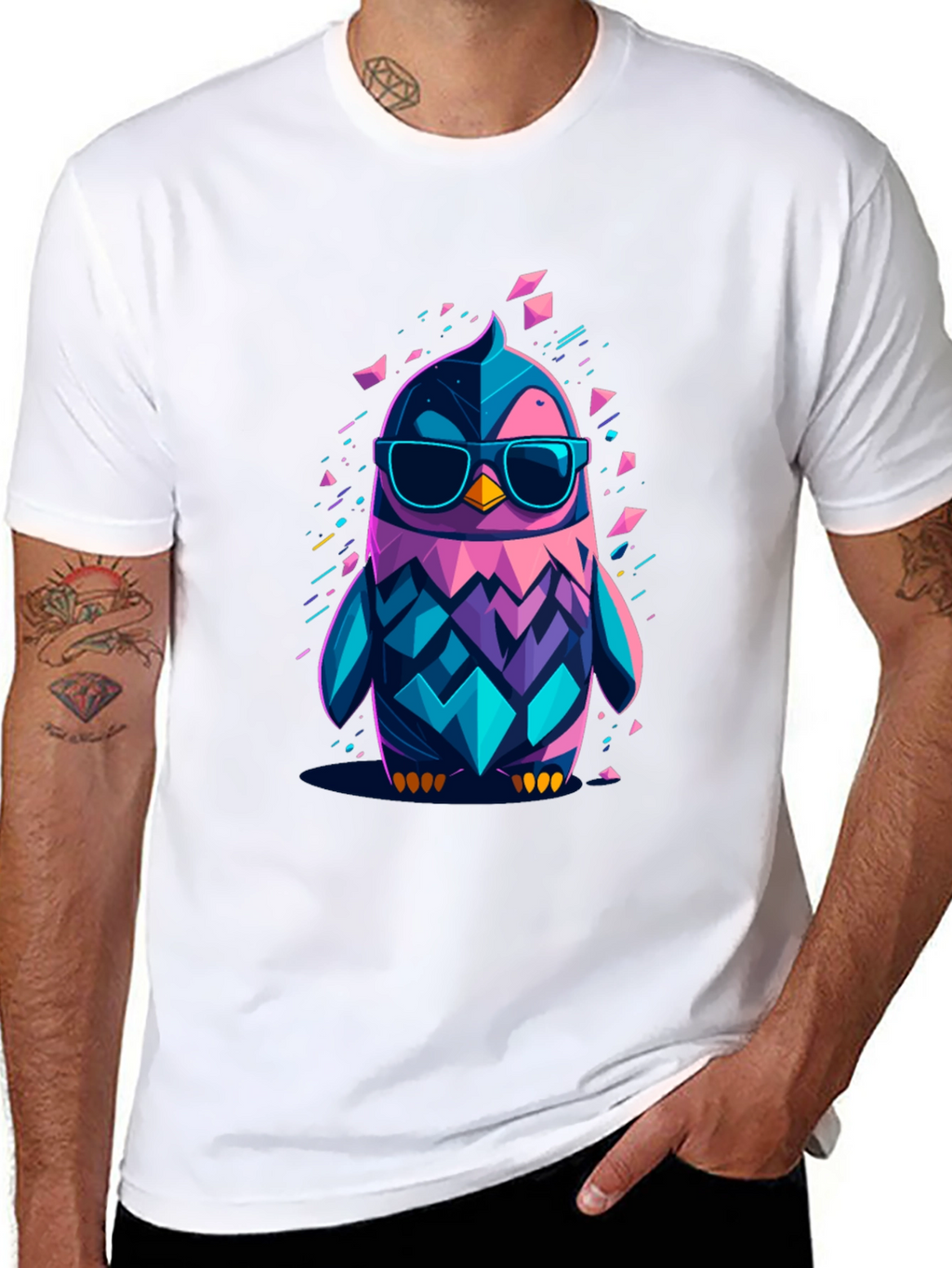 Cool Geometric Penguin Graphic T-Shirt