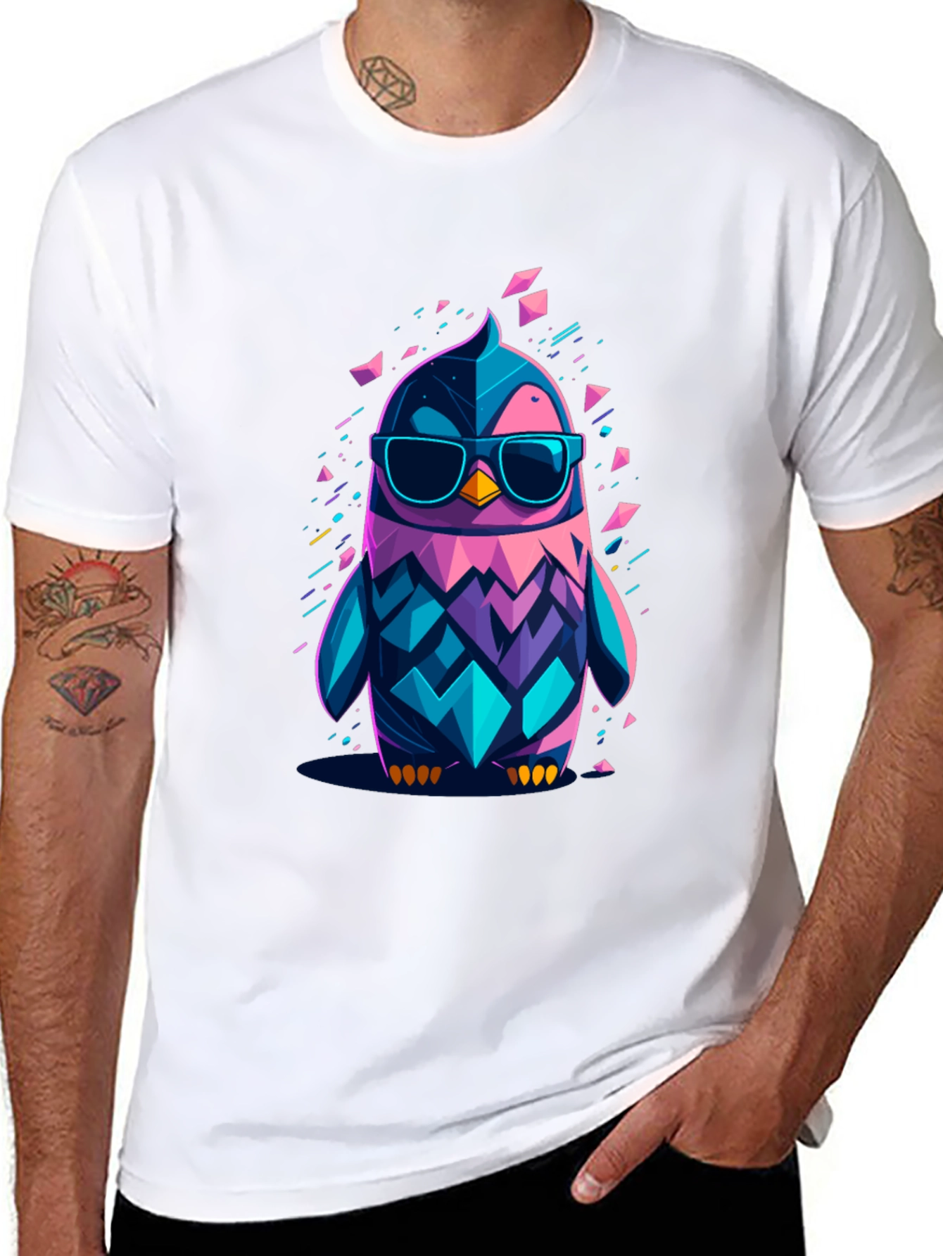 Cool Geometric Penguin Graphic T-Shirt
