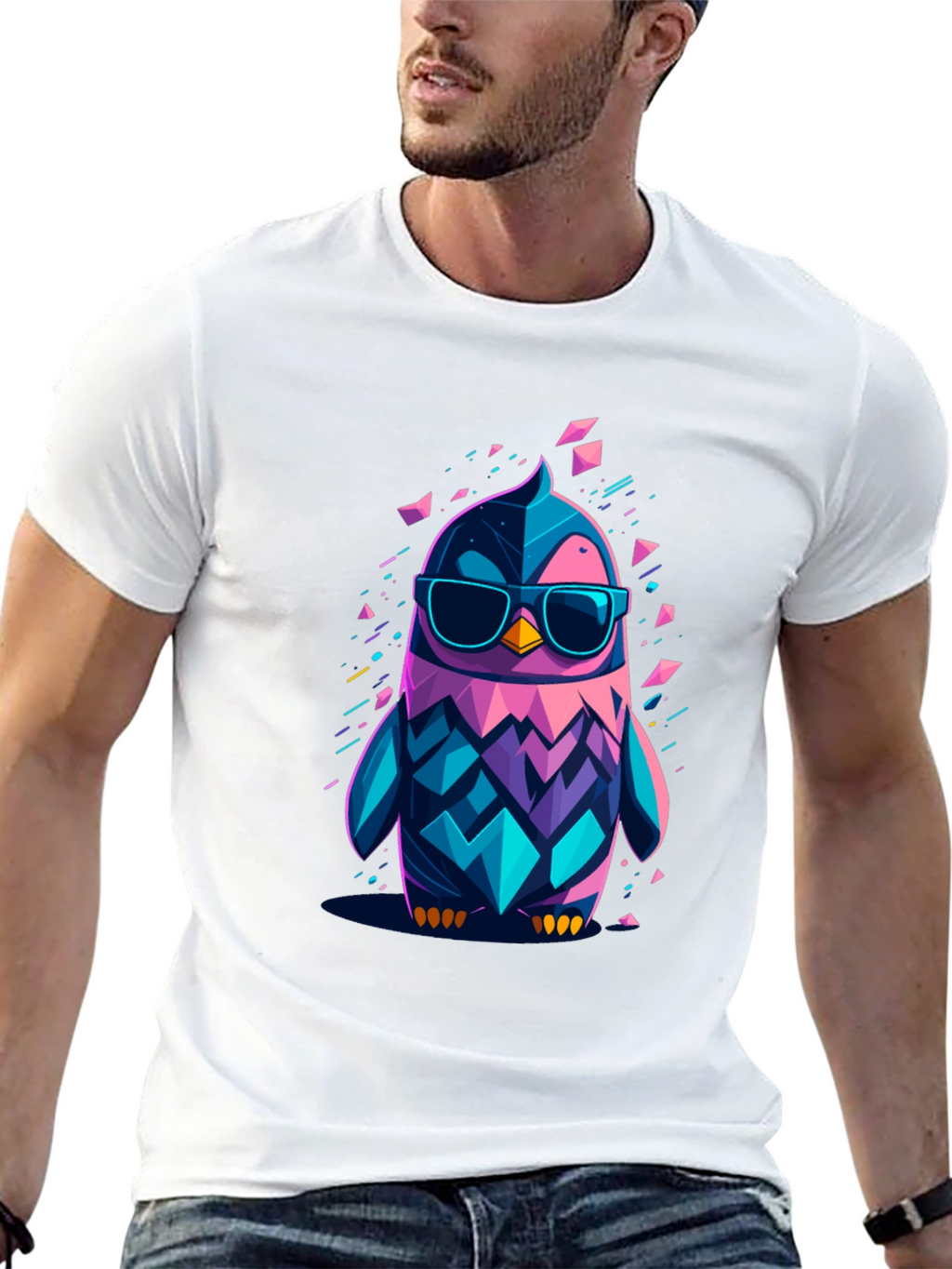 Cool Geometric Penguin Graphic T-Shirt