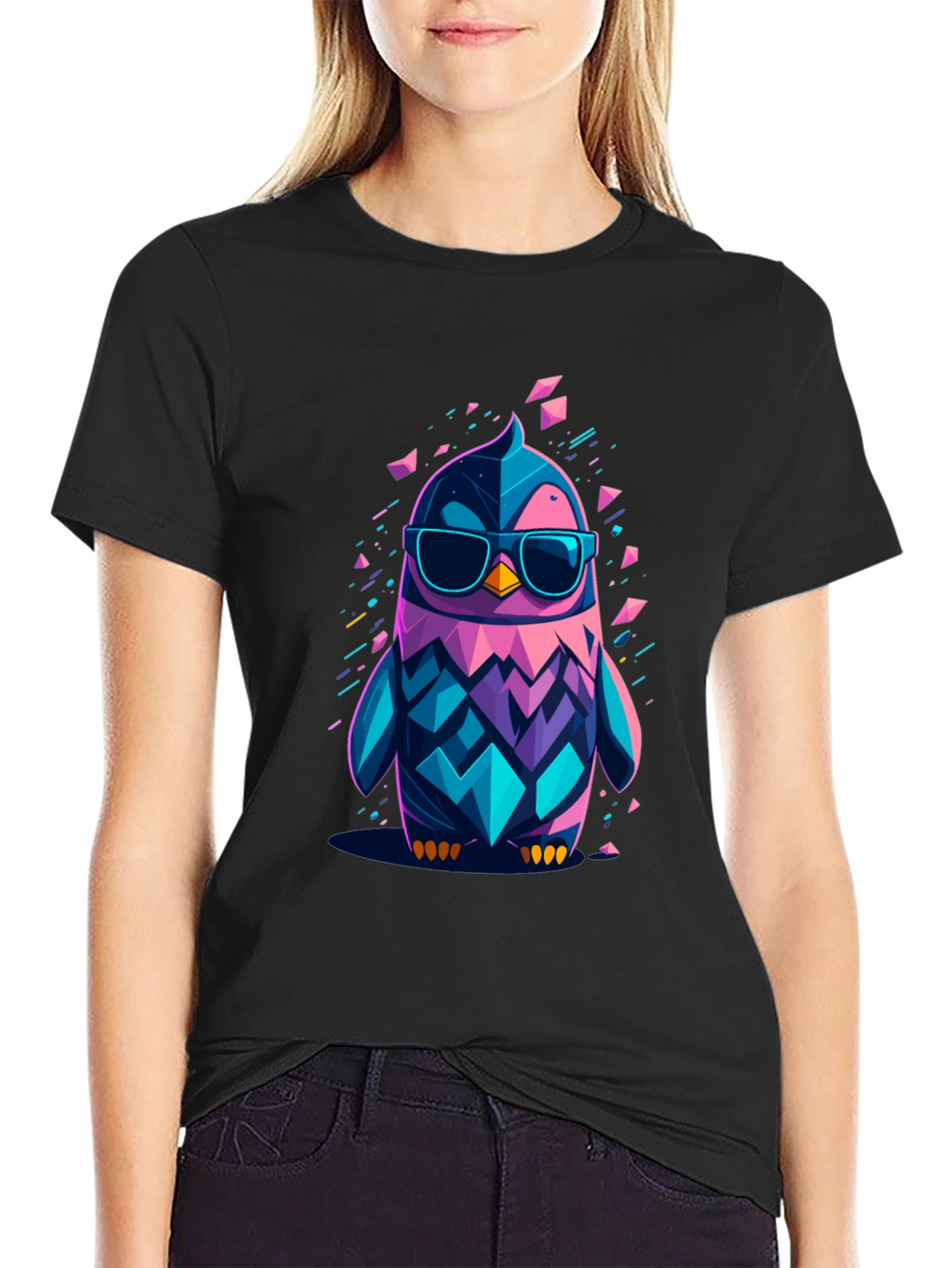 Cool Geometric Penguin Graphic T-Shirt
