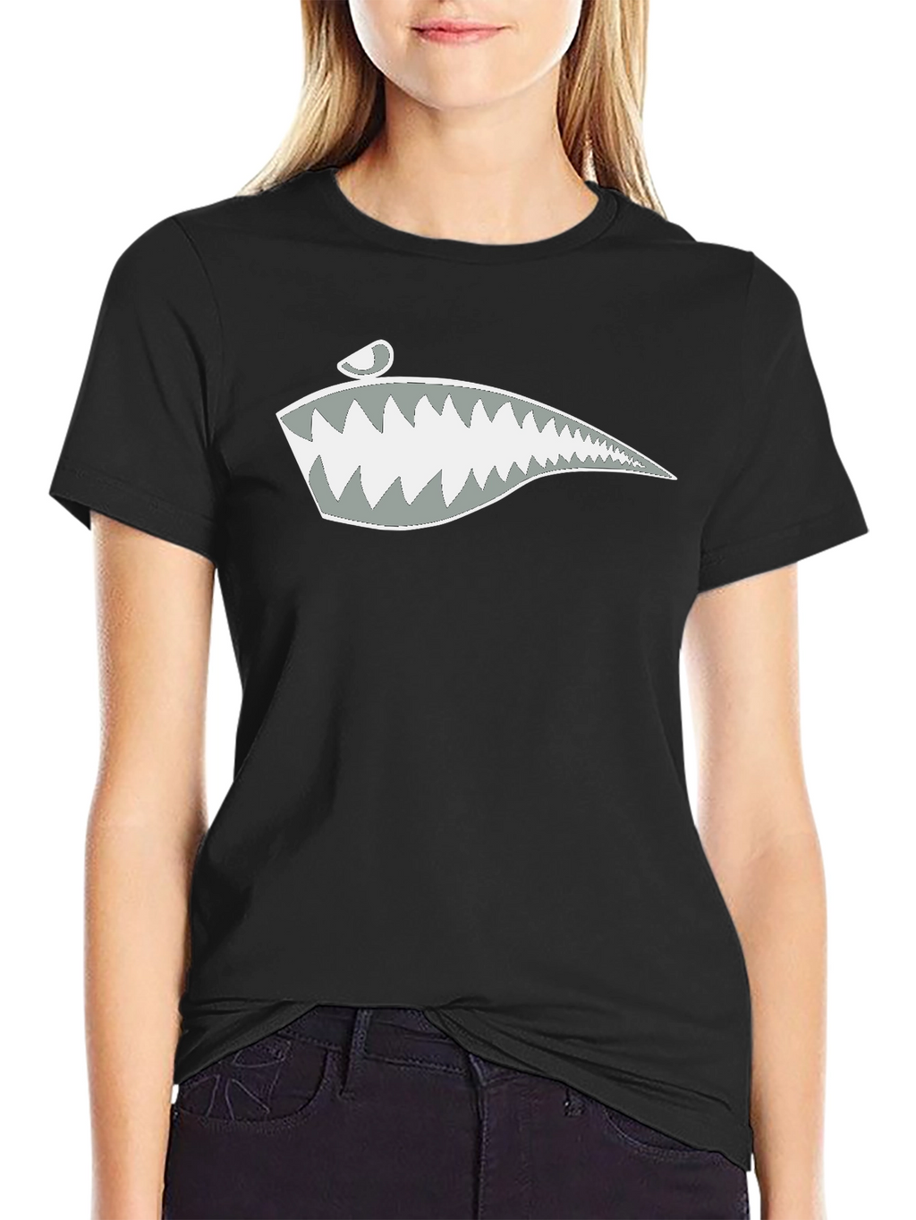 Shark Teeth Graphic Tee - Stylish Cotton Blend