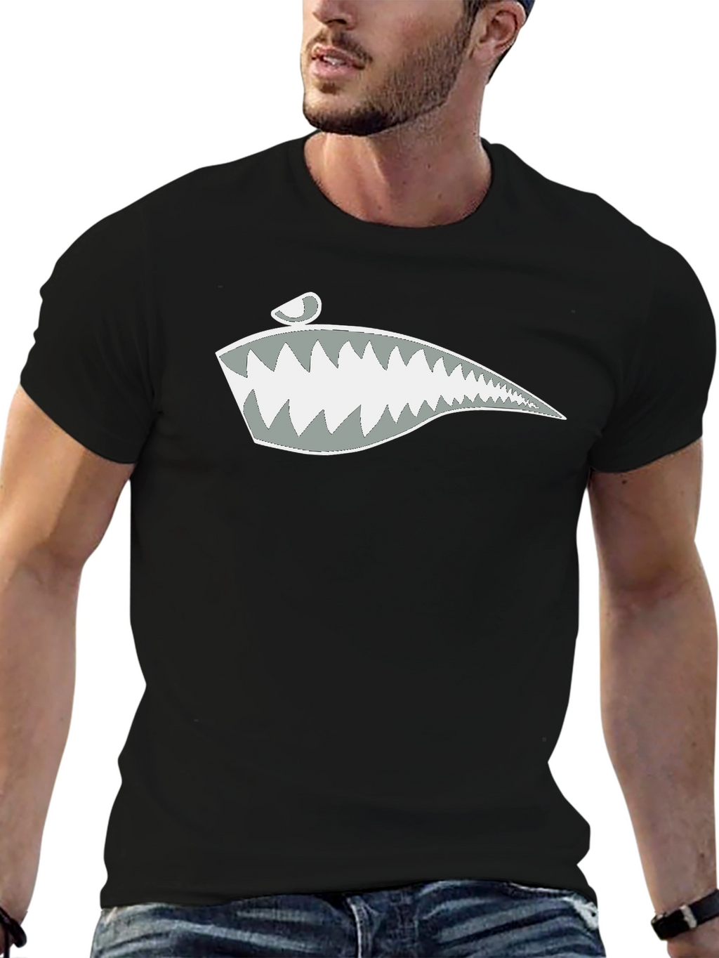 Shark Teeth Graphic Tee - Stylish Cotton Blend