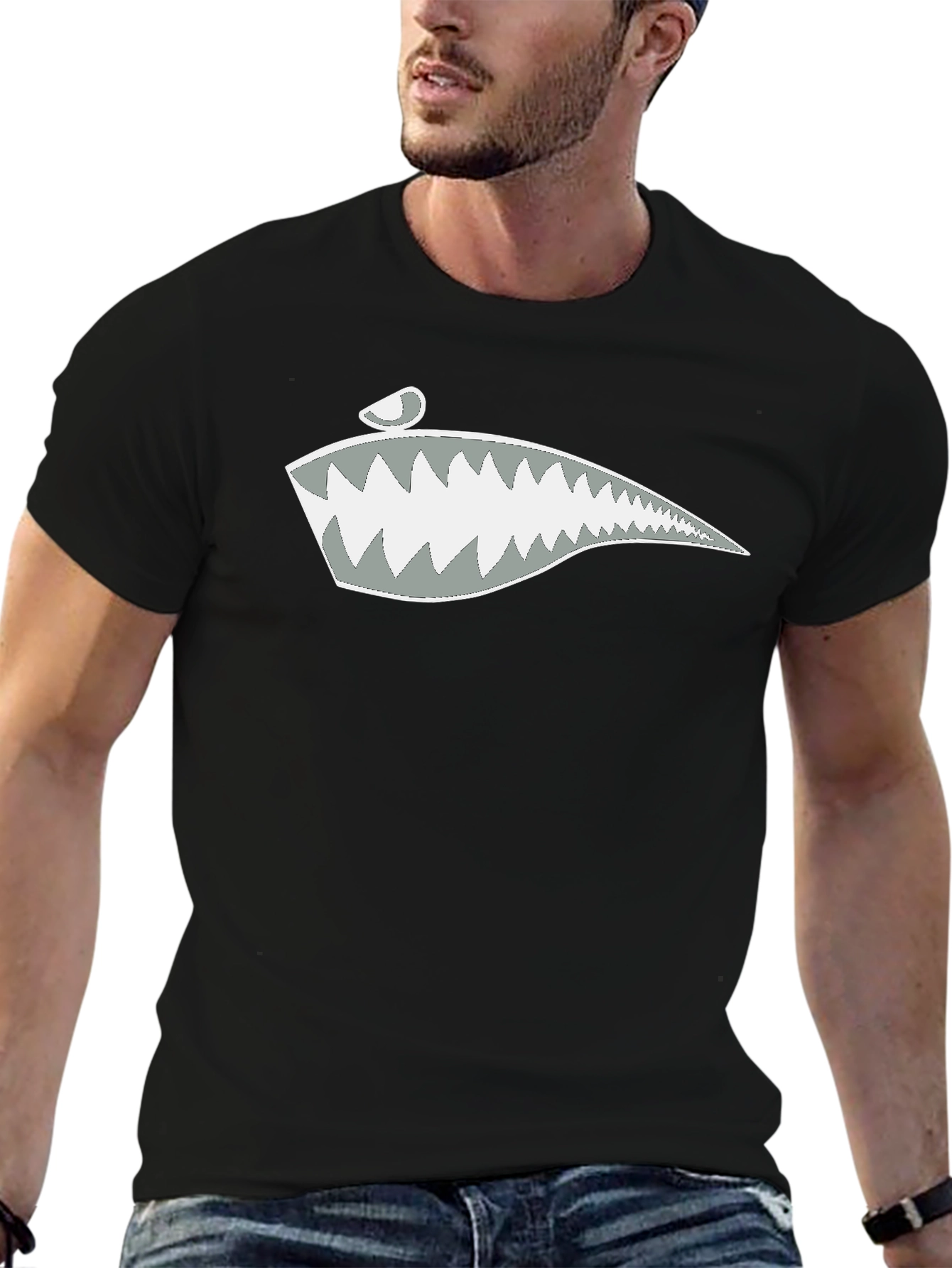Shark Teeth Graphic Tee - Stylish Cotton Blend