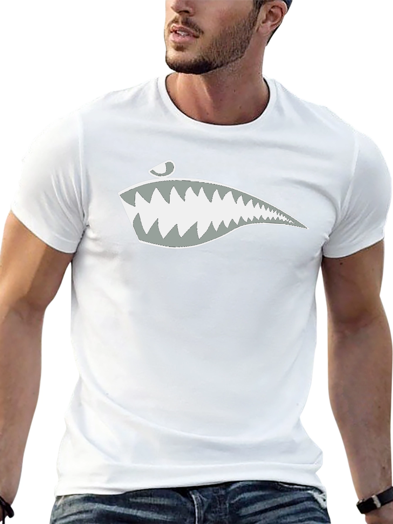 Shark Teeth Graphic Tee - Stylish Cotton Blend