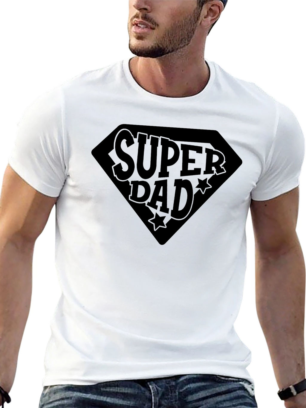 Super Dad Black Graphic T-Shirt