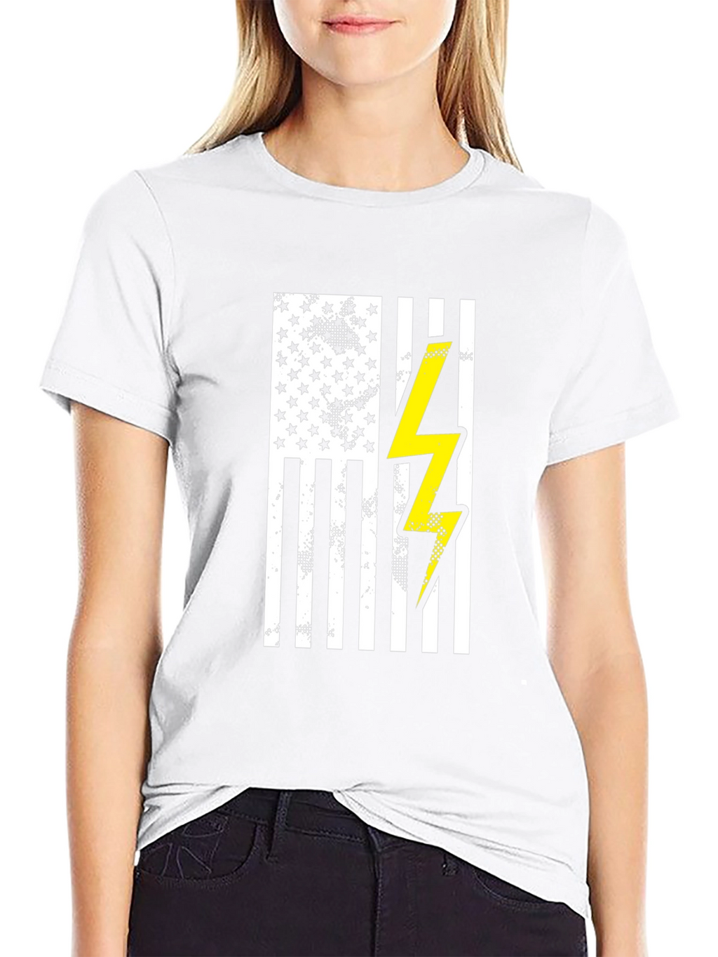 American Flag Lightning Bolt Graphic T-Shirt
