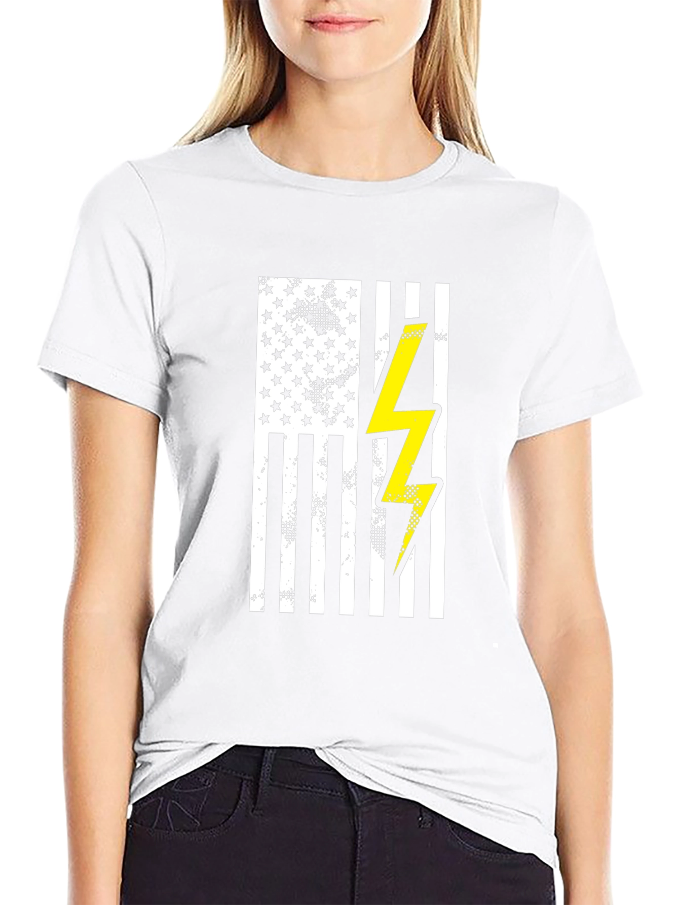 American Flag Lightning Bolt Graphic T-Shirt
