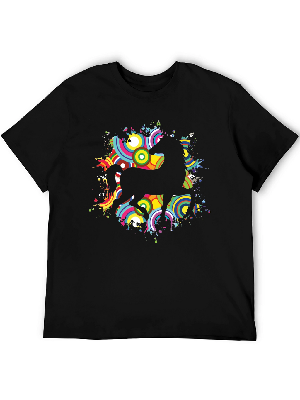 Horse Graphic Black Crew Neck T-Shirt