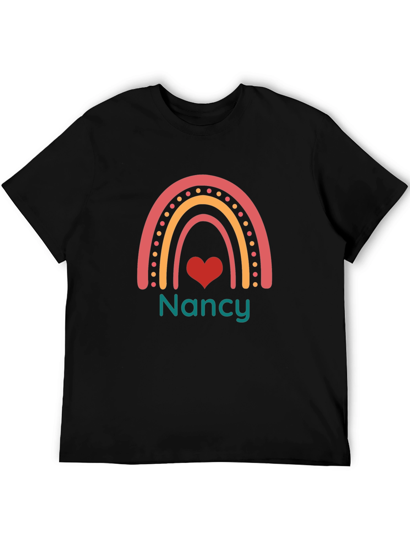 Personalized Nancy Rainbow Heart T-Shirt
