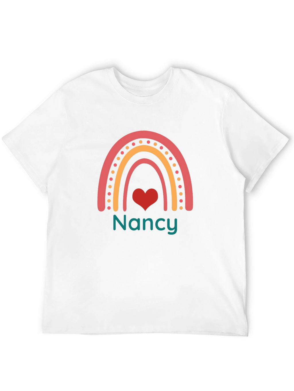 Personalized Nancy Rainbow Heart T-Shirt