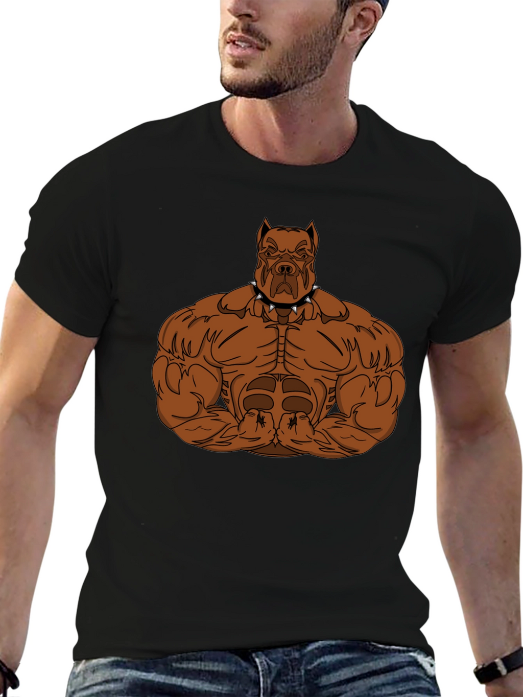 Muscle Dog Graphic T-Shirt - Black