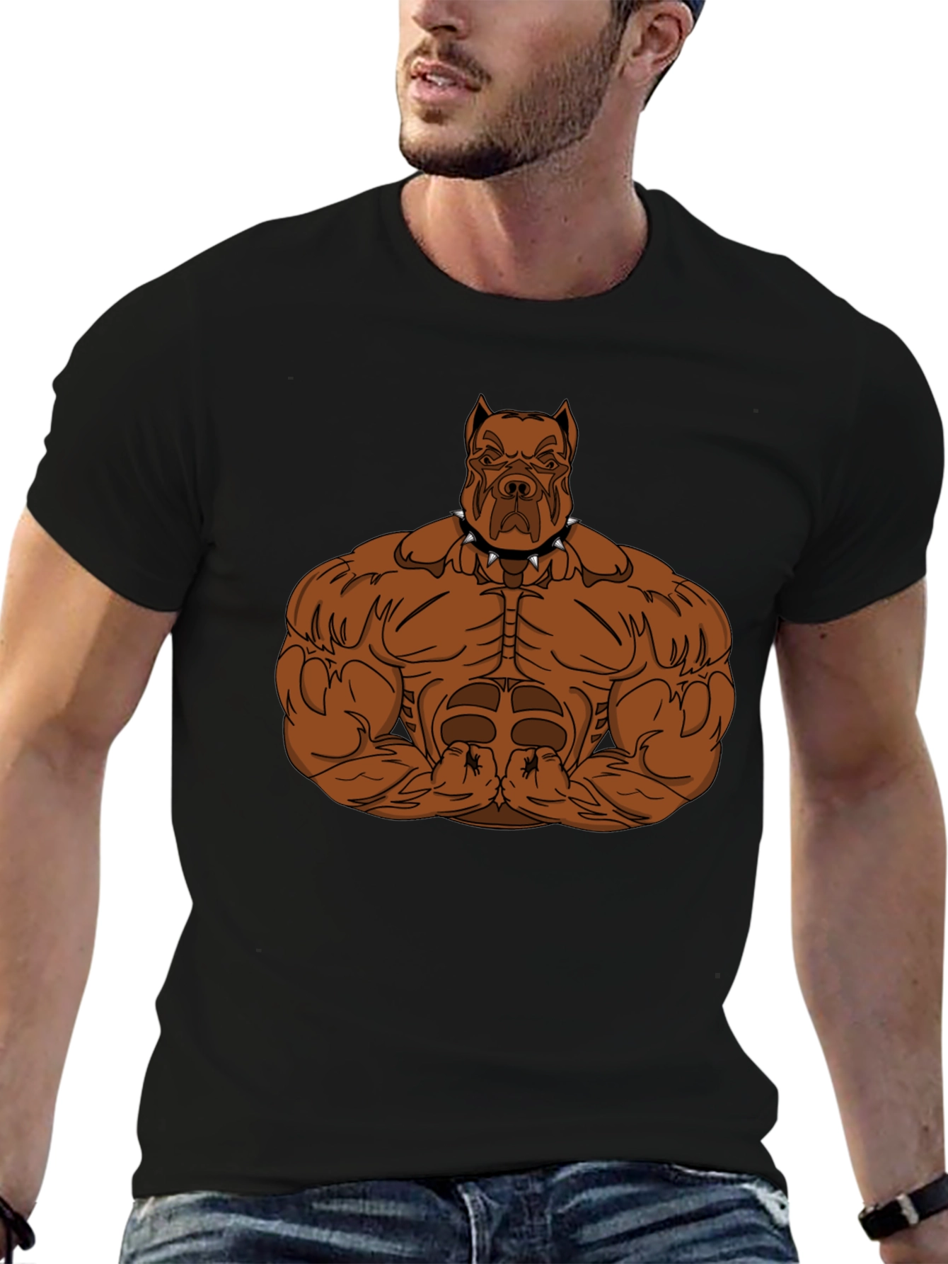 Muscle Dog Graphic T-Shirt - Black