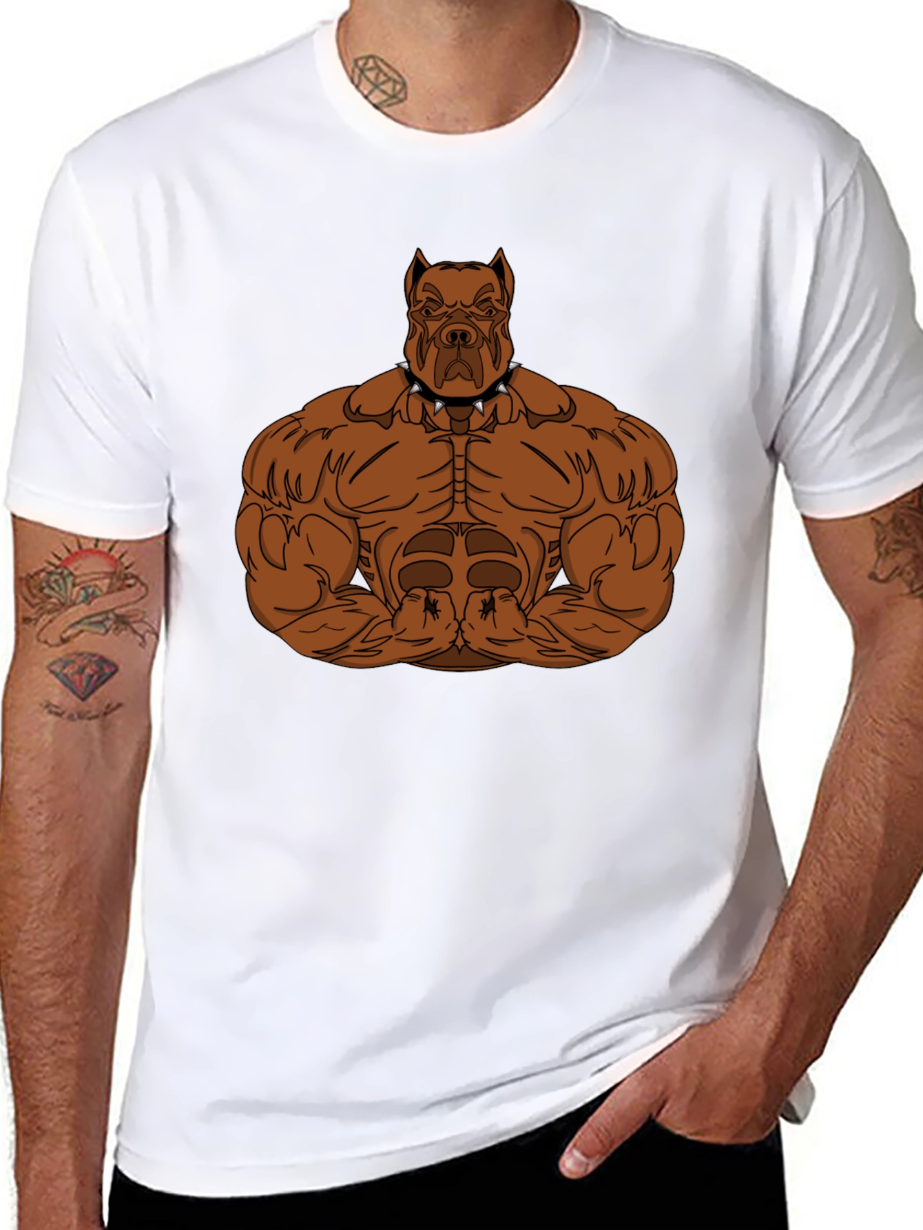 Muscle Dog Graphic T-Shirt - Black